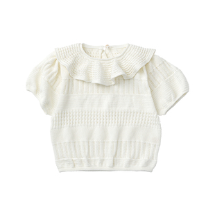 MARLMARL女童日本制T恤夏新款儿童短袖宝宝上衣knit frill blouse