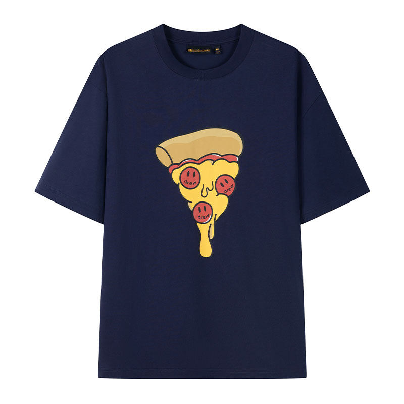 drew house drew pizza披萨图案短袖T恤25夏季新品男女同款