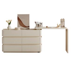 全友家居现代简约胶片梳妆台斗柜一体卧室小户型化妆桌转角收纳柜