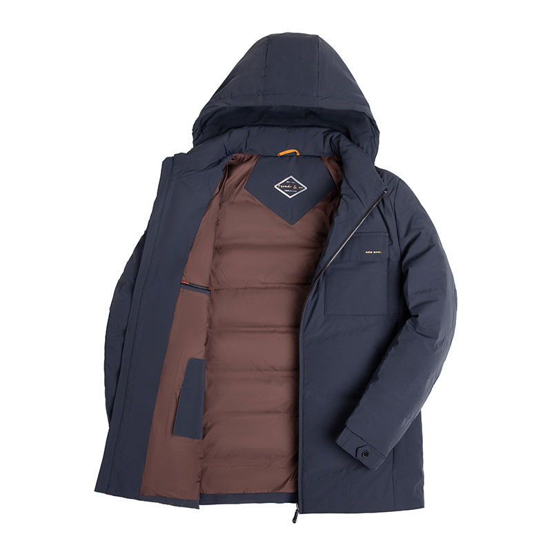 杉杉男士连帽灰鹅绒90%羽绒服