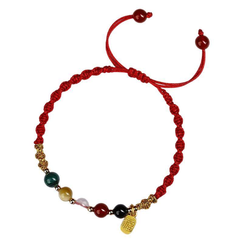 普陀山2026马年本命年红绳手链五路财神红色编织绳太岁手绳护身符