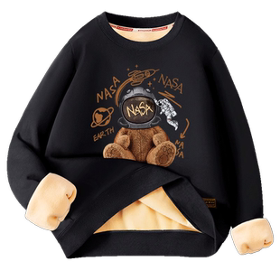 加绒卫衣男2025新款秋冬款青少年学生高中生初中生加厚圆领上衣男