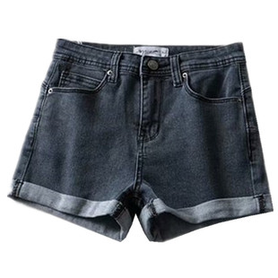 2020欧美复古高腰提臀卷边弹力高腰浅色修身牛仔短裤蜜桃热裤女潮