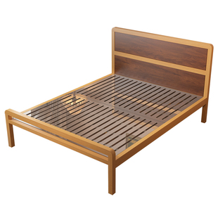 闽劲环保不锈钢床1米8双人床1米5仿胡桃木色1.2米单人加厚钢架床
