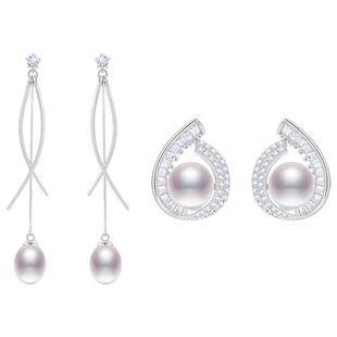 黛米珠宝 流星 约8mm长款白色淡水珍珠耳环耳钉S925银耳饰耳坠MMM