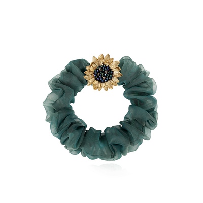 梵高向日葵原创手工钉珠水晶发圈