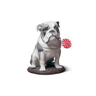 LLADRO雅致 口叼棒棒糖的斗牛犬瓷偶 家居饰品摆件乔迁圣诞礼物