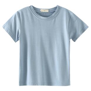 儿童短袖莫代尔男童上衣夏季中大童冰丝t恤女童透气半袖男孩打底T