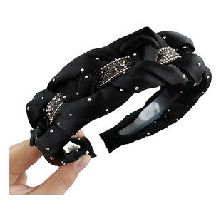 黑色水钻麻花发箍女高级感外出百搭发卡头饰洗脸化妆压发头箍发捆