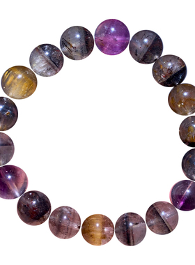 天然极光共生多宝水晶手串紫钛女