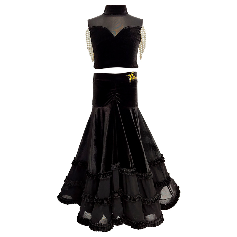 星舞林摩登舞服女童2025新款华尔兹交谊舞大摆裙表演服国标舞裙