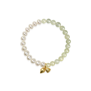 京润珍珠 晴莲925银淡水珍珠手串5.3-6.3mm白色葡萄石珍珠手链女D