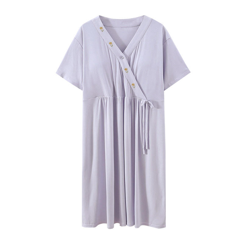 莫代尔哺乳睡裙带胸垫月子服夏季家居裙