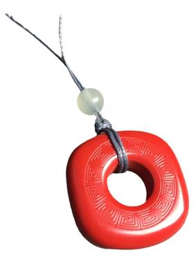 【回纹佩】朱砂项链吊坠本命年礼物平安扣转运国风送朋友护身纳福