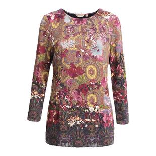 优雅洋气毛感套头衫优雅妈妈圆领印花中老年全里衬秋装长袖上衣女