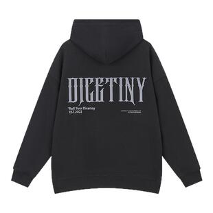 DICETINY 基础后背logo立体印花帽衫美式街头男女款重磅连帽卫衣