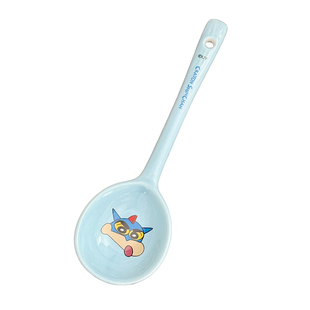 可爱布朗熊陶瓷勺子家用儿童吃饭长柄调羹蜡笔小新个人专用小汤匙