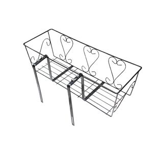 可调节花架阳台栏杆铁艺花盆挂架长方形悬挂式加粗碳钢伸缩高承重