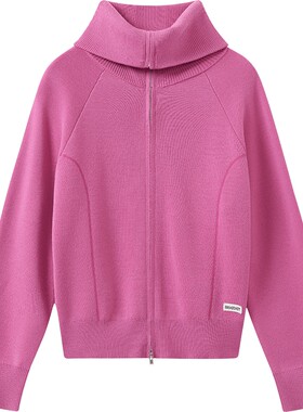 【预售免定金】【羊毛】播冬季灰色宽松拉链针织开衫女BDS4UD3749