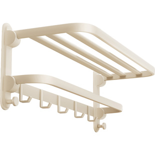 壁挂毛巾架卫生间免打孔奶油风一体挂杆置物架浴巾架厕所挂件套装