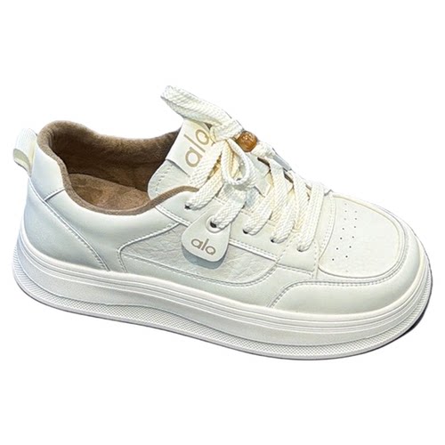 极简风~真皮超轻厚底加绒小白鞋女2025冬新款增高显瘦休闲板鞋潮