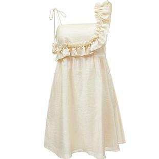 【ONLY奥莱】夏季独特甜辣高腰短款不对称吊带连衣裙女