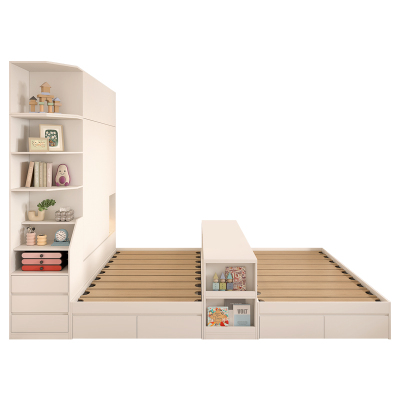 实木互不干扰双人床隔断双人床