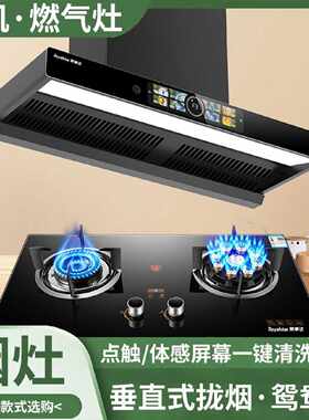 【荣事达】T型垂直风道顶吸油烟机燃气灶套装抽油烟机煤气灶具烟