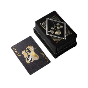 扑克牌金属PVC塑料纸牌防水黑金扑克加厚掼蛋专用德州高端打不烂