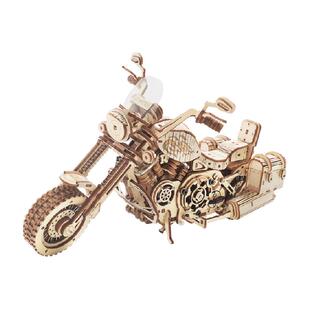 若客巡航摩托车木质拼装模型仿真复古机车立体积木男生礼物1件