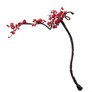 长枝红色腊梅干花傲骨仿真梅花家居客厅玄关装饰假花摄影婚庆道具
