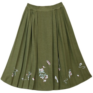 织月弄花 清水溪汉初春秋日常汉服女成人新款针织外搭松紧百迭裙