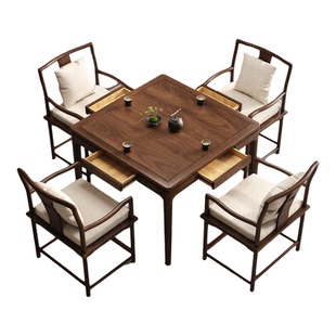 掼蛋专用桌八仙桌实木正方形棋牌桌椅组合四方餐桌新中式家用方桌