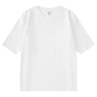 买一送一夏季美式重磅纯棉纯白色男t恤短袖女情侣圆领打底衫体恤