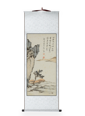 新中式山水卷轴挂画可定制