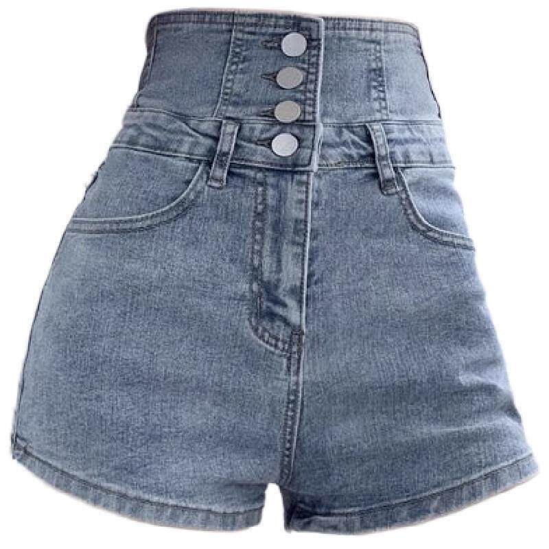 夏季新款超高腰牛仔绑绳短裤女