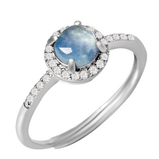 宫里上新海蓝宝戒指女天然蓝色宝石水晶戒指纯银指环生日礼物女生