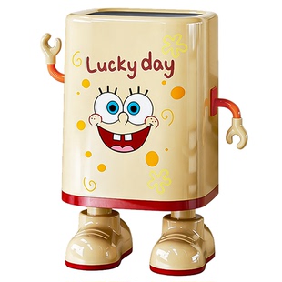 创意客厅垃圾桶2026新款家用厨房卧室高颜值卡通可移动带滑轮大号