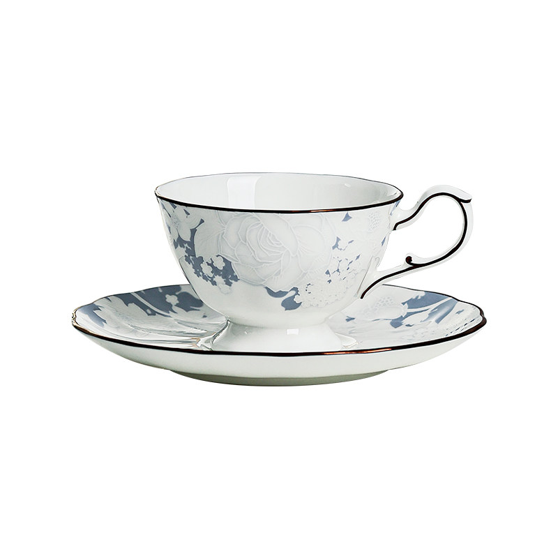 日本进口Narumi鸣海白蔷薇骨瓷咖啡对杯碟茶杯下午茶餐具礼盒套装