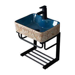 阳台挂墙式洗脸盆柜组合小型卫生间挂壁式洗手盆落地式支架台上盆