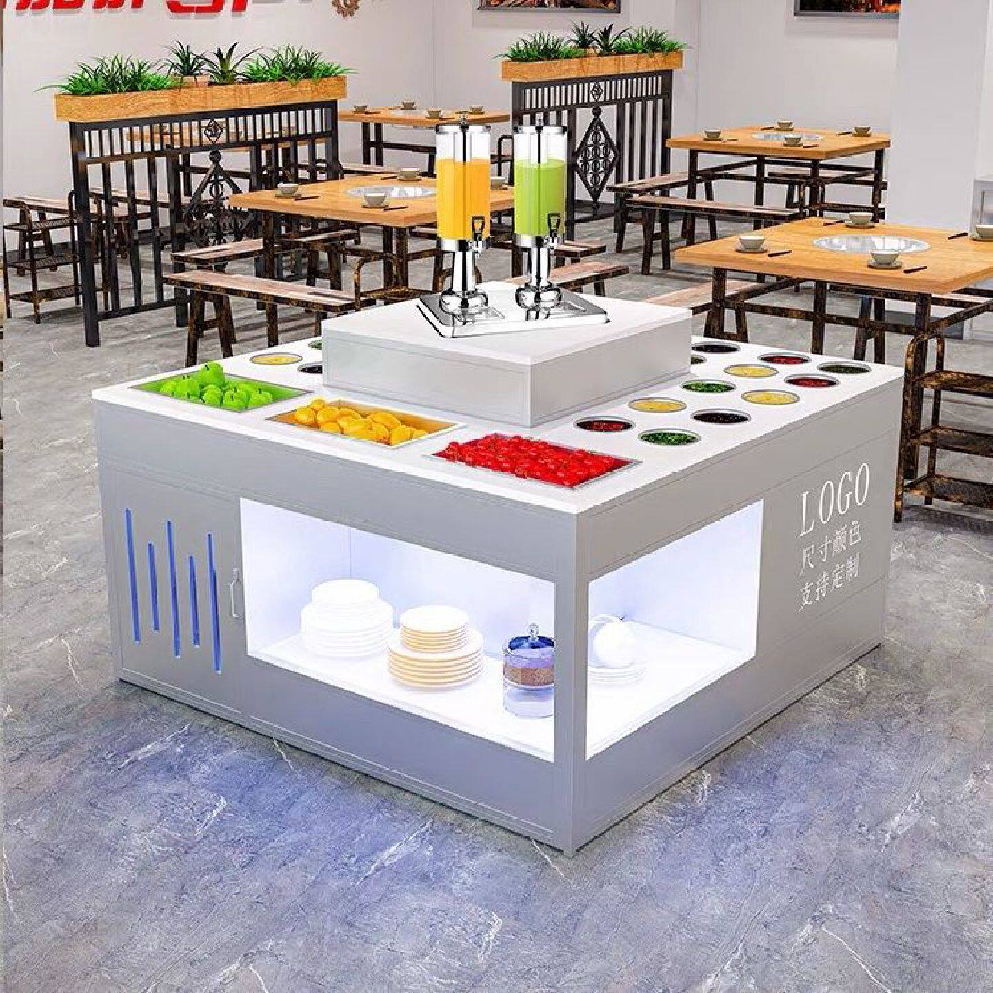 火锅店自助四方形调料台商用餐馆海底捞酱料台饭店餐厅调味蘸料台