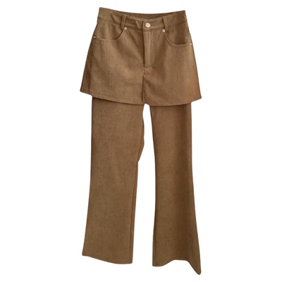 韩版设计感灯芯绒加绒屁帘微喇裤