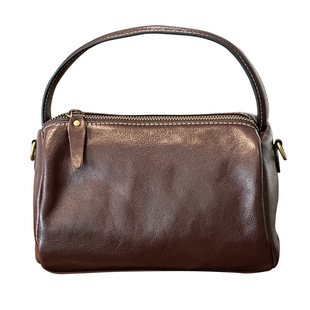 【烁掌柜】简约时尚百搭真皮女包袋头层植鞣牛皮单肩斜挎波士顿包