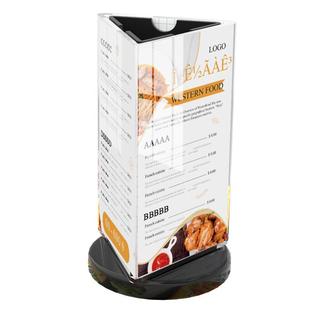 旋转台卡 立式台签 三面酒水牌餐牌桌号牌亚克力卡台牌产品价格牌桌面立牌展示桌牌桌卡台卡架展示牌