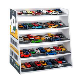 1/64小车收纳停车场儿童仿真场景展示柜汽车模型多美卡玩具车车架