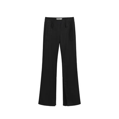 春装新款设计帅气好穿黑色显瘦拖地直筒微喇西裤长裤女潮