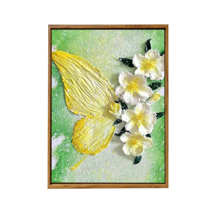 立体山茶花蝴蝶石英砂肌理画DIY材料全套手工填色高级感数字油画
