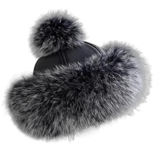 冬季新款狐狸毛配羊皮公主帽可爱保暖真毛蒙古帽显脸小皮草渔夫帽