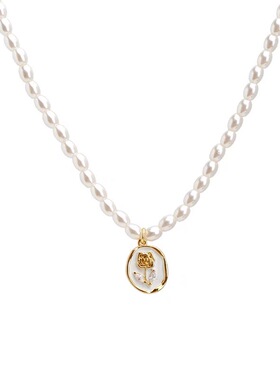 温柔玫瑰花珍珠项链锁骨链项链女