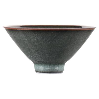 龙泉青瓷哥窑铁胎斗笠主人品茗杯